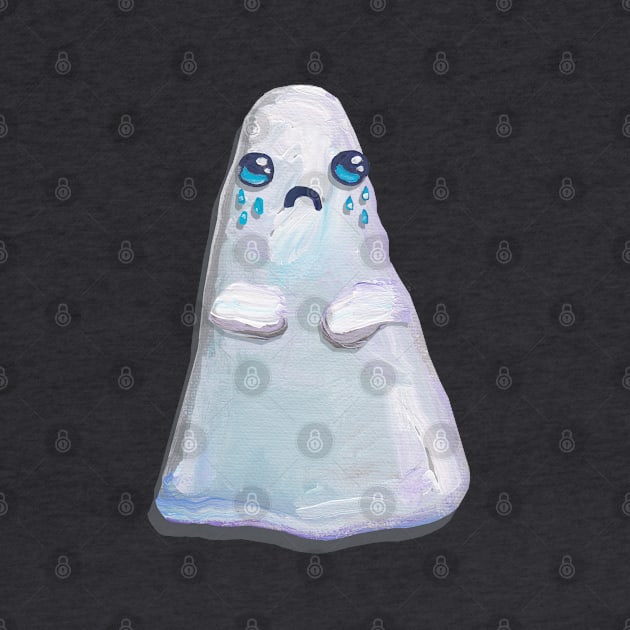 Super Sad Hand Painted Kawaii Ghost by RobertPhelpsArt